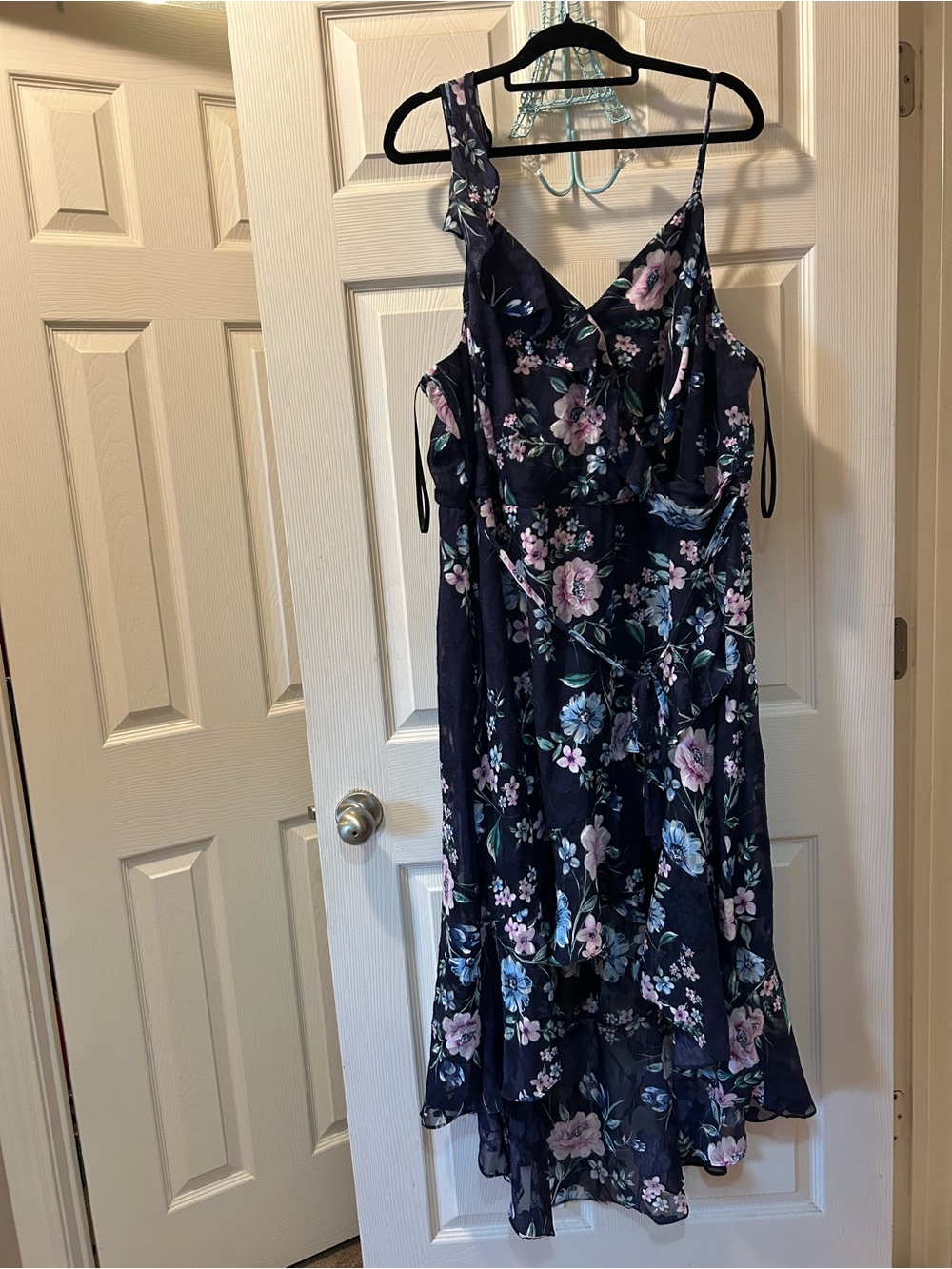 BCX Size 3X Navy Floral High-Low Maxi Dress NWT